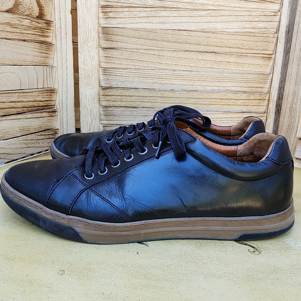 Johnston & Murphy Sz 10 D Black Leather Sneaker Quiet Luxury Old Money Casual - Picture 4 of 6